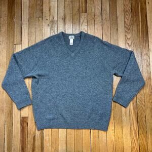 L.L. Bean Lambs Wool Knit Sweater V-Neck Long Sleeve Men's Size Extra Large Gray